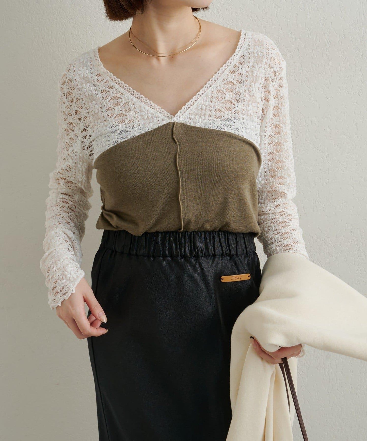 蕾絲拼接針織衫