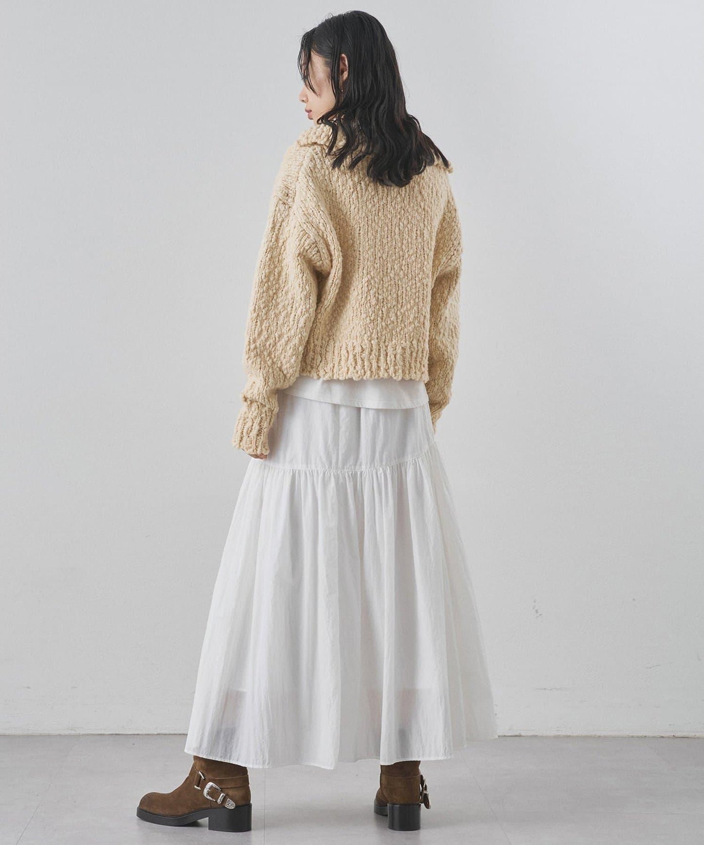 低密度針織開襟套頭衫