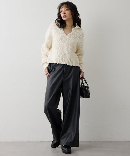 低密度針織開襟套頭衫