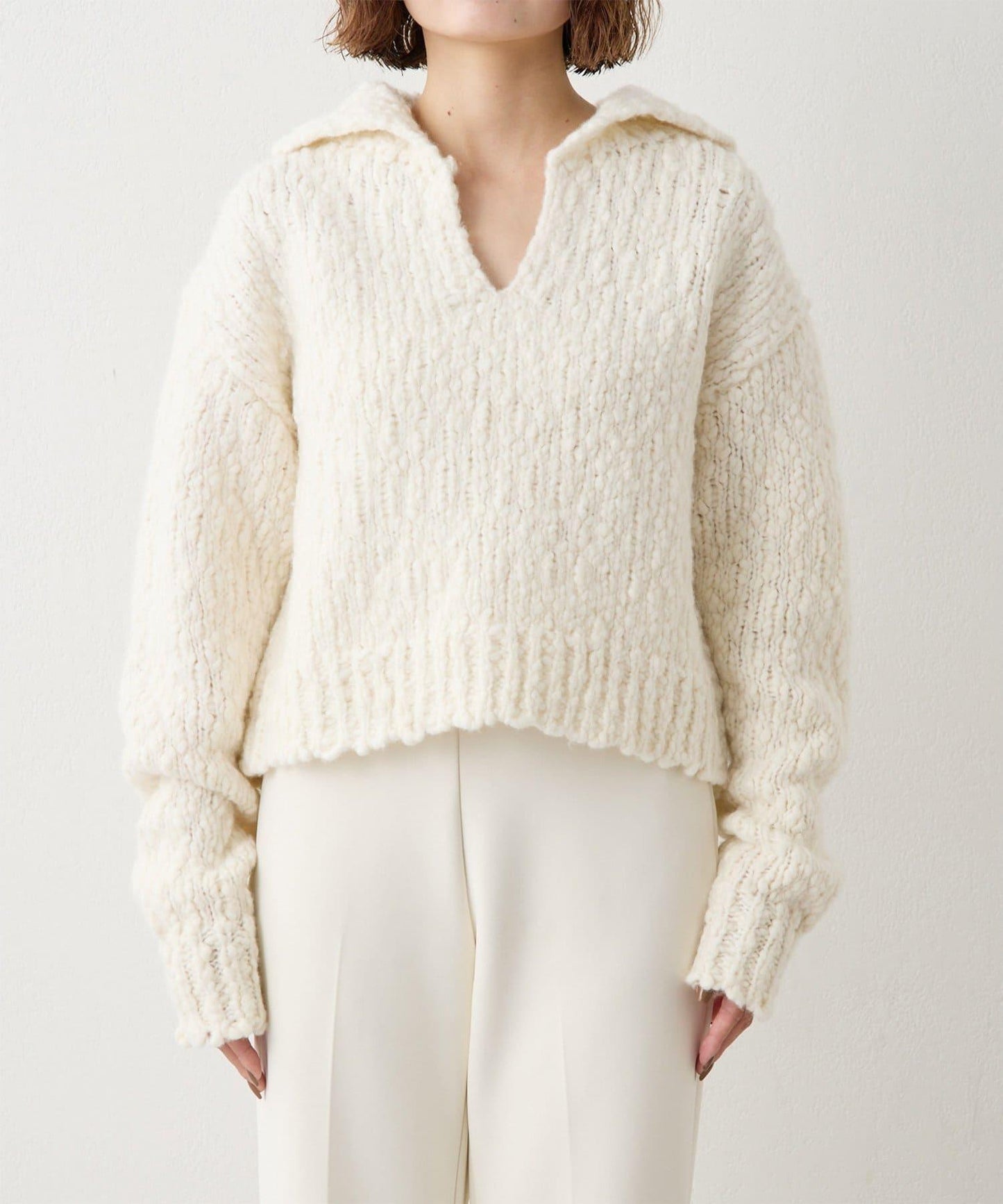 低密度針織開襟套頭衫