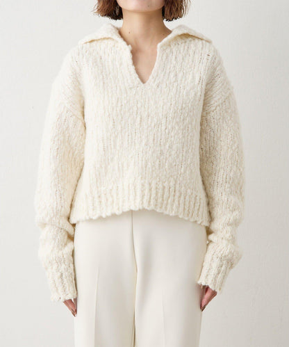 低密度針織開襟套頭衫