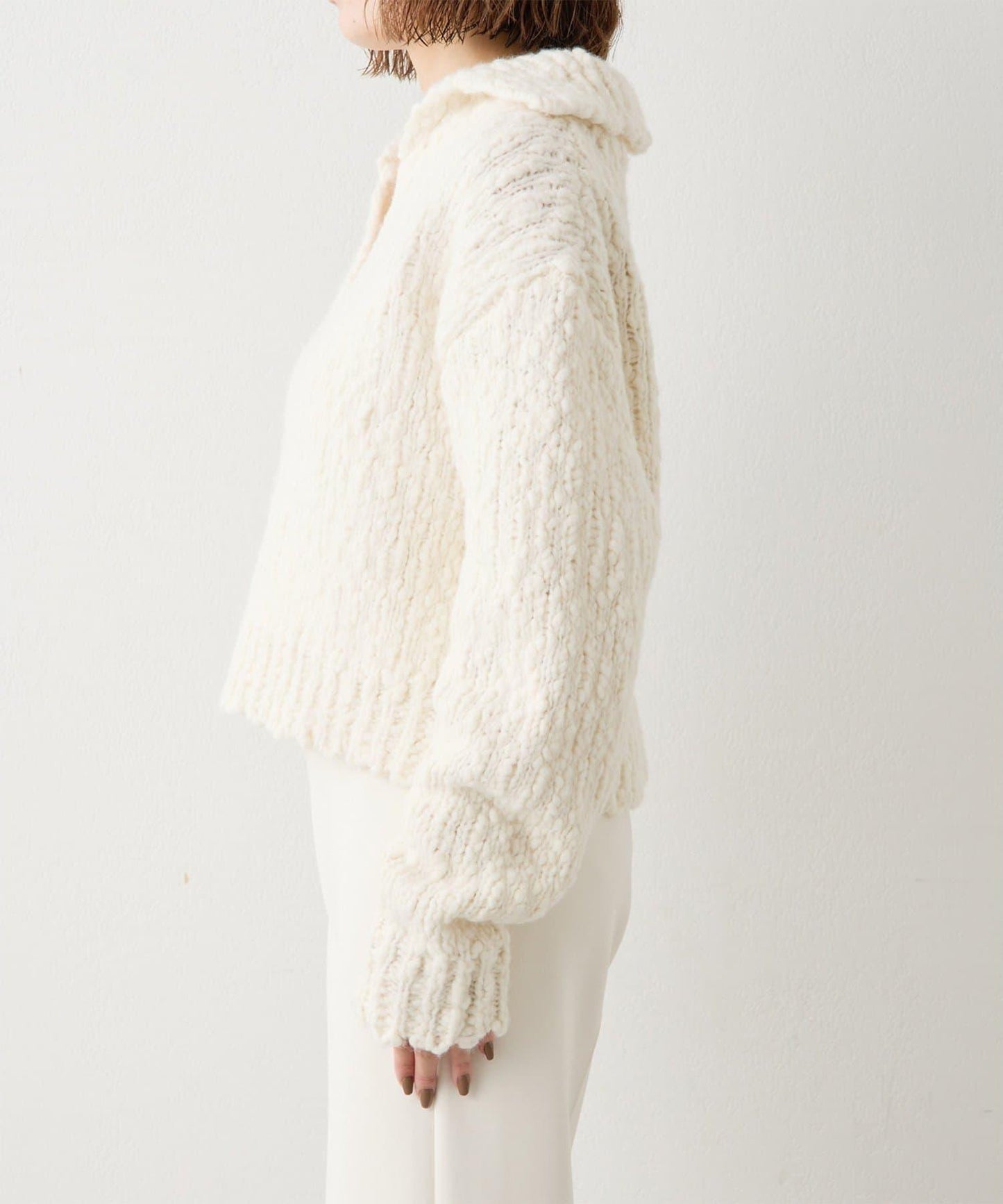 低密度針織開襟套頭衫