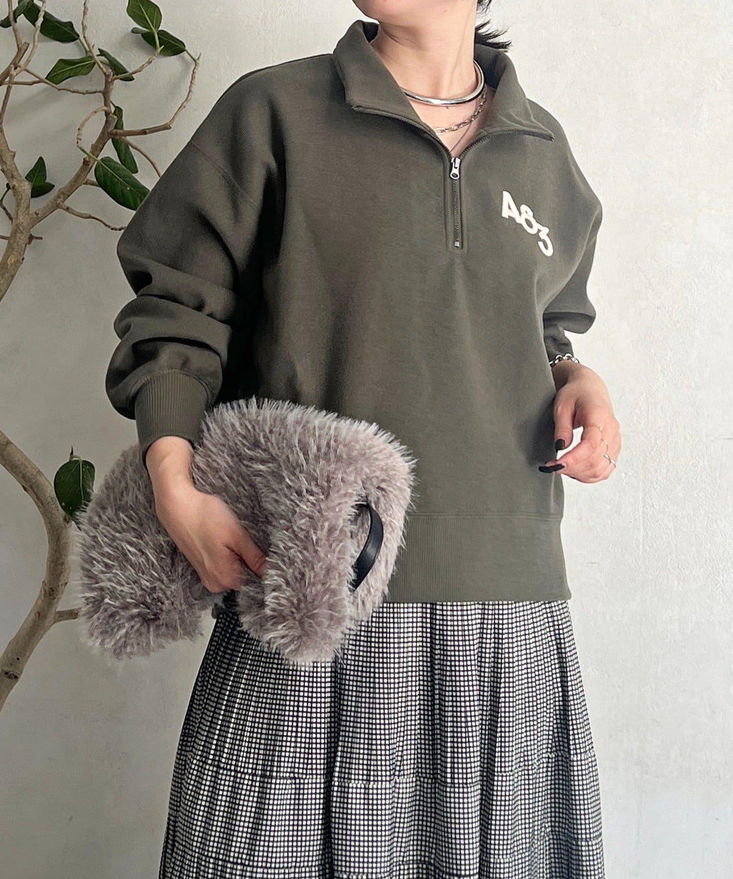 拉鍊羊羔絨套頭衫