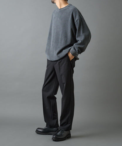 後開衩羊毛錐形休閒褲