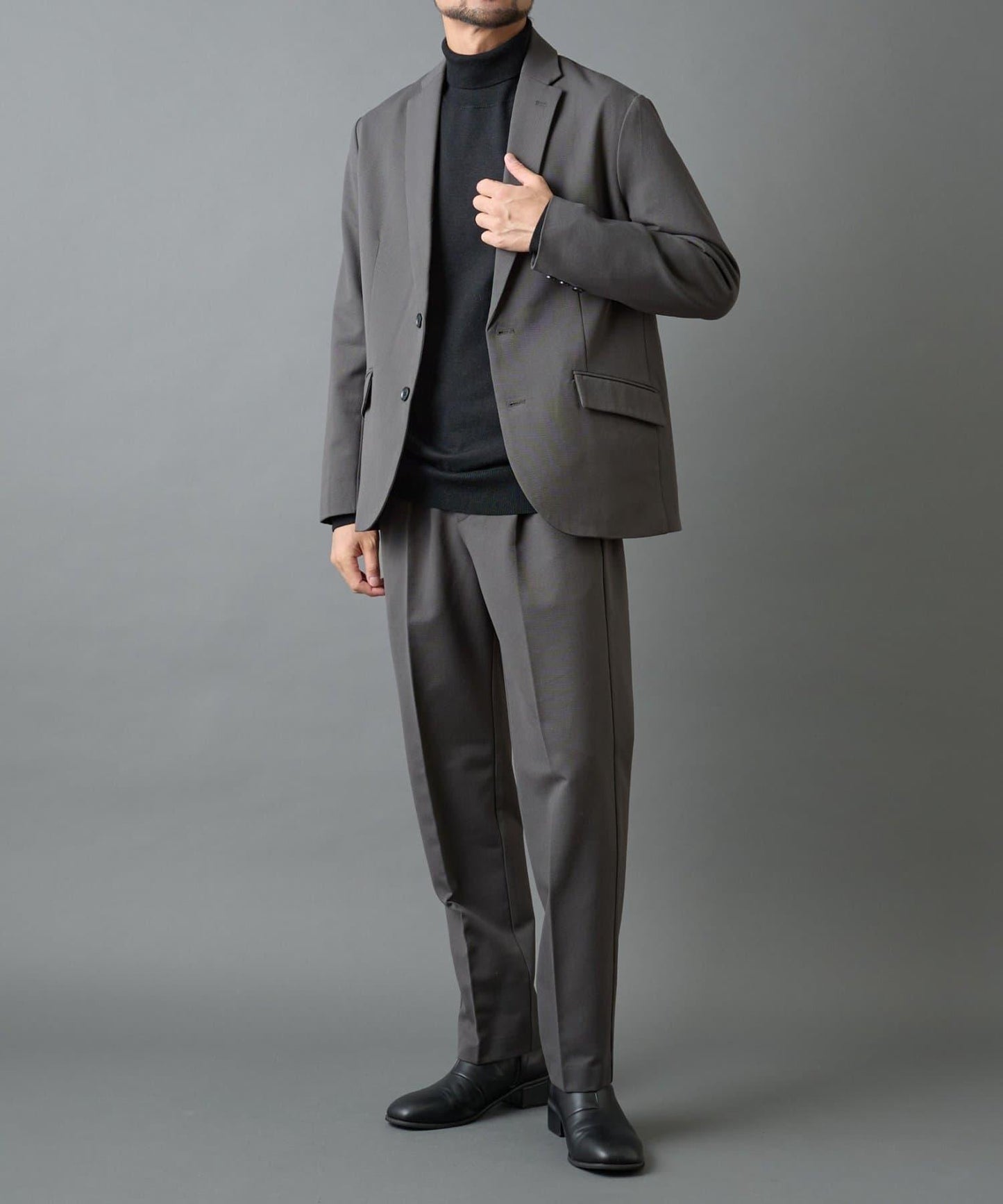 後開衩羊毛錐形休閒褲