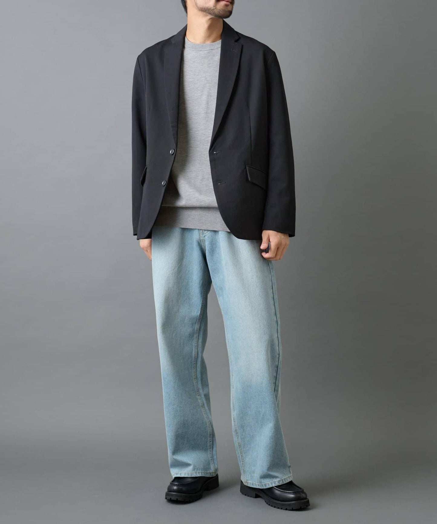 背部褶皺羊毛西裝外套