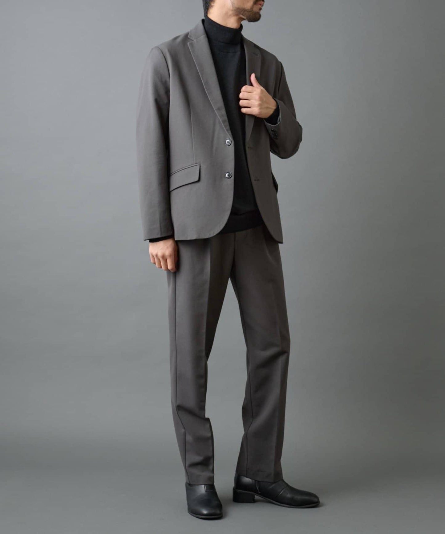 後開衩羊毛錐形休閒褲