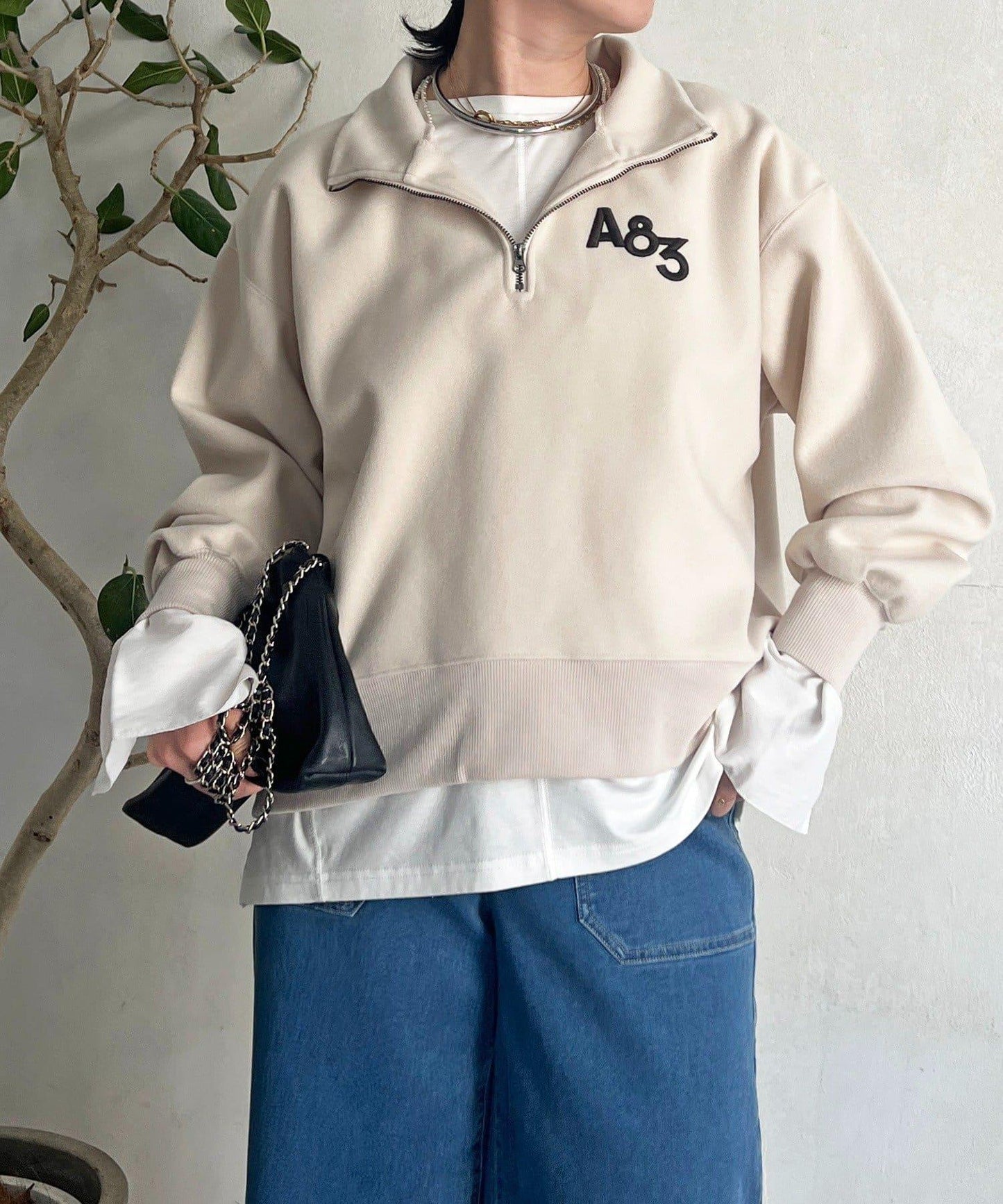 拉鍊羊羔絨套頭衫