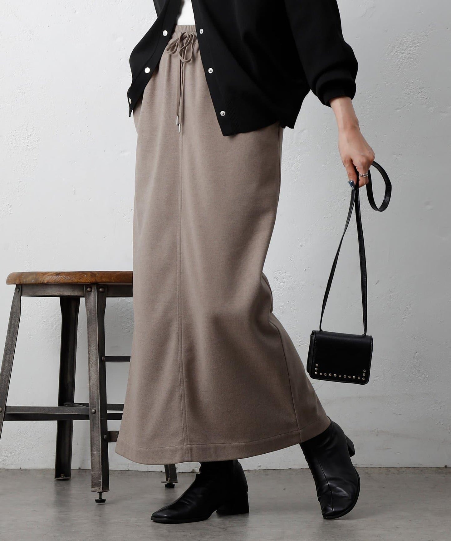 羊毛感針織休閒半身裙