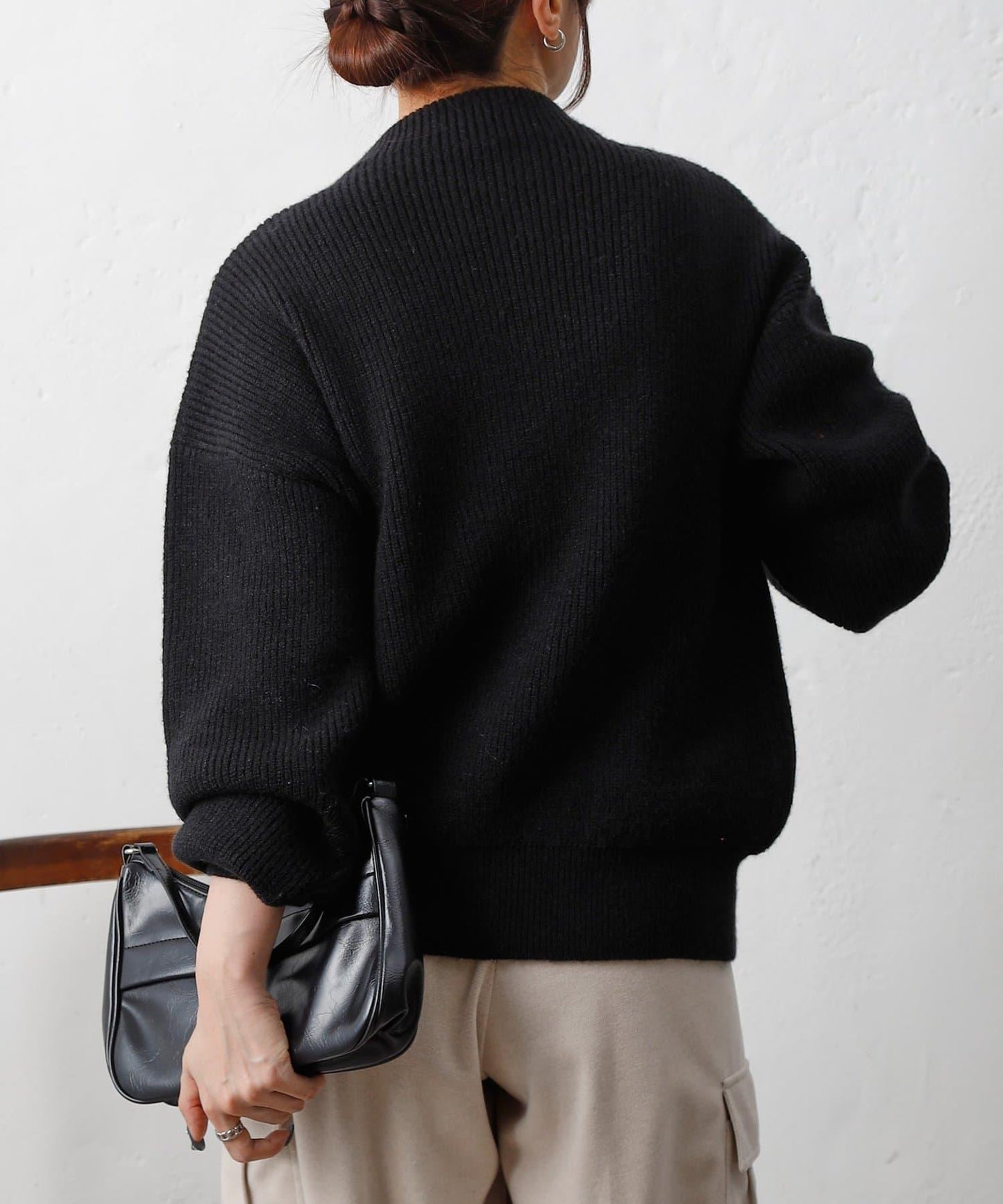 拼接拉鍊針織開衫