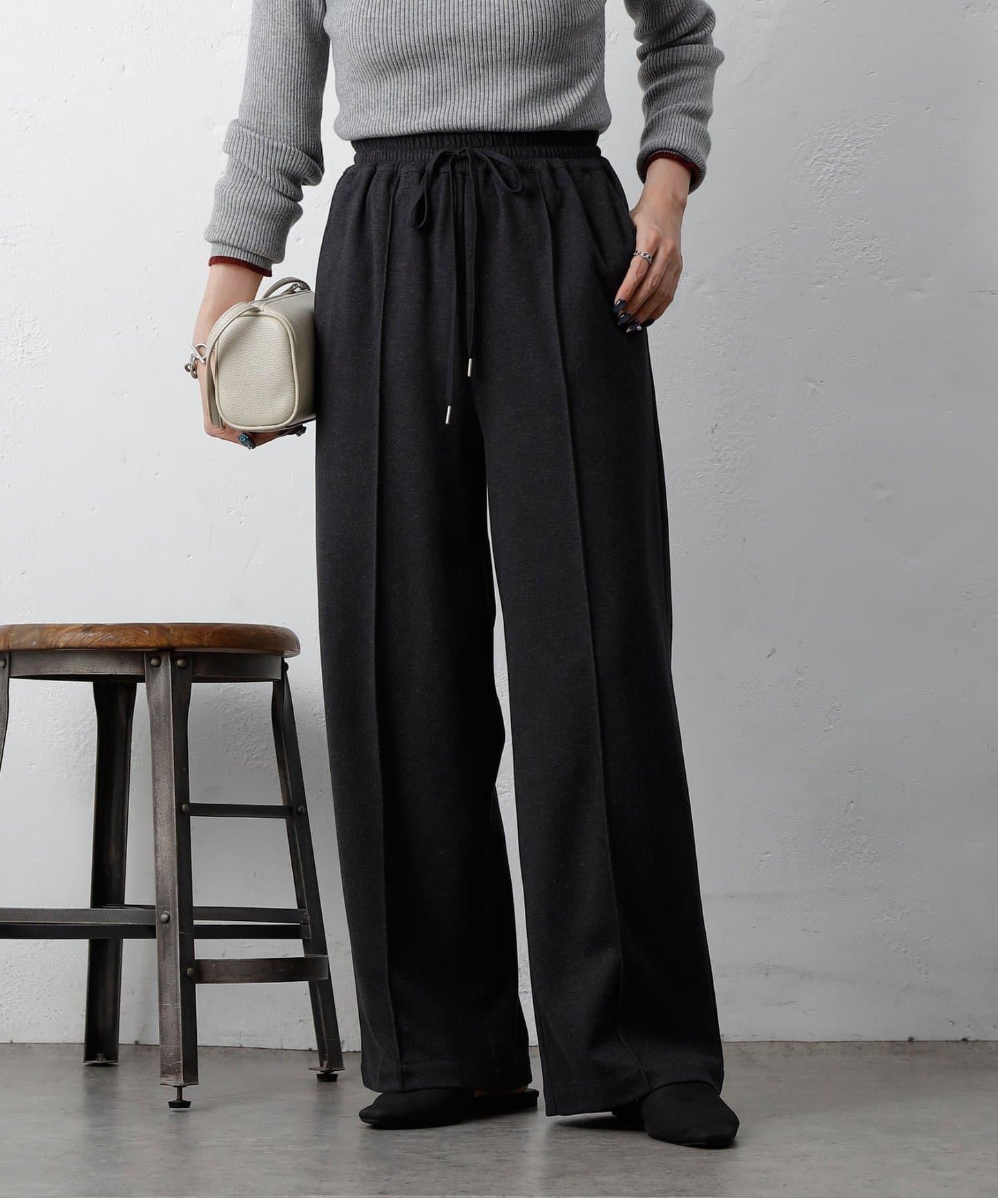 羊毛感針織休閒褲