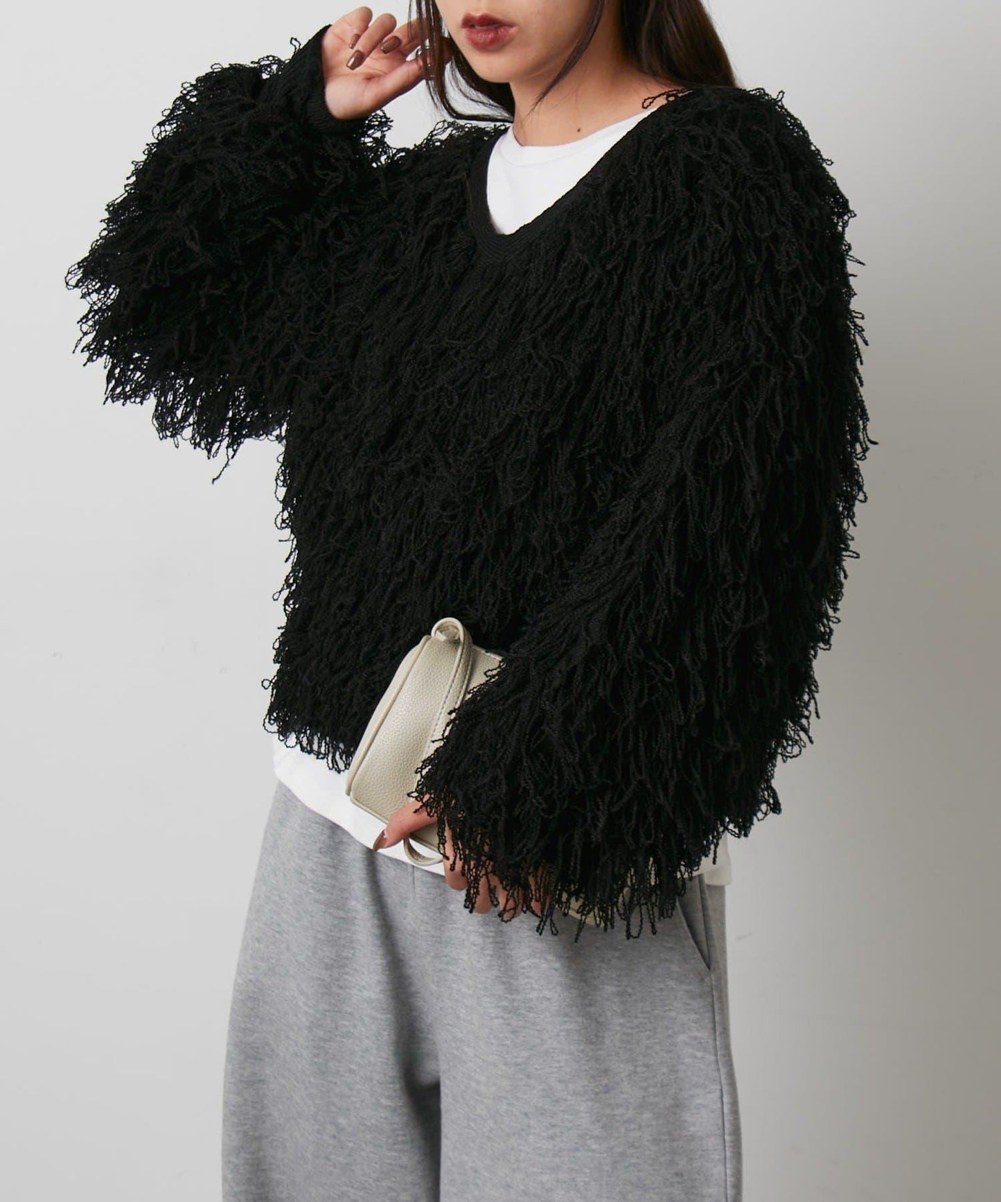 2WAY流蘇針織衫