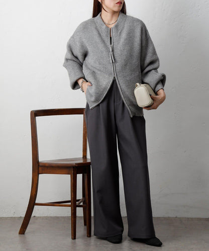 拼接拉鍊針織開衫