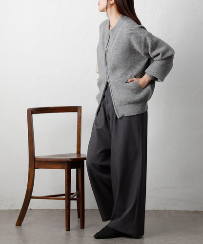 拼接拉鍊針織開衫