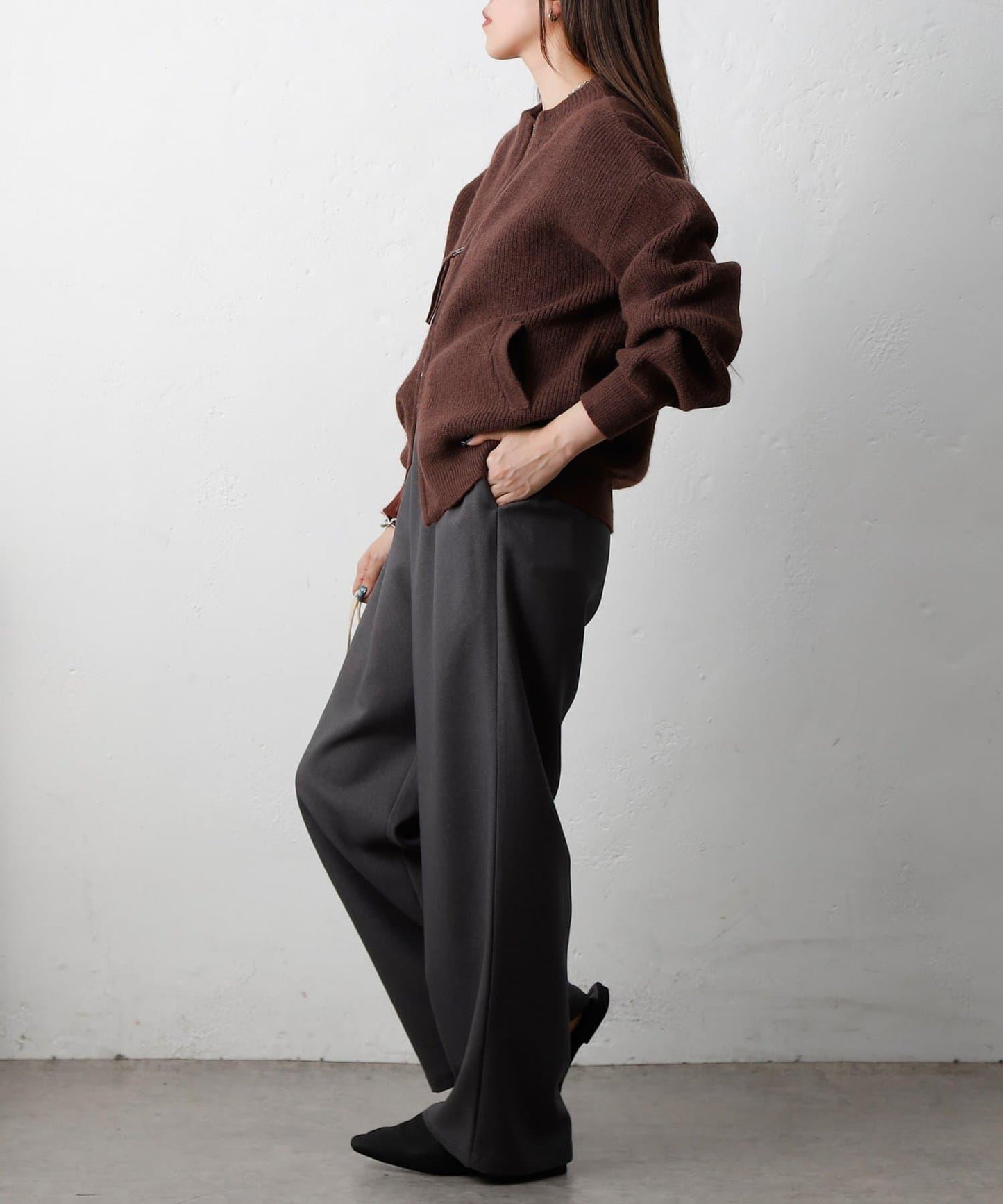 拼接拉鍊針織開衫