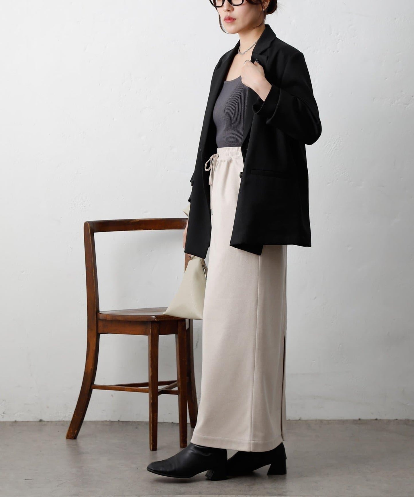 羊毛感針織休閒半身裙