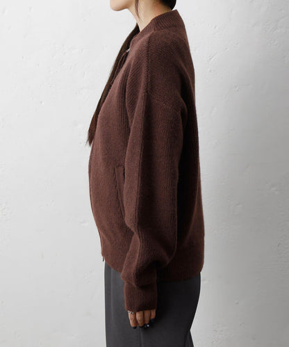 拼接拉鍊針織開衫