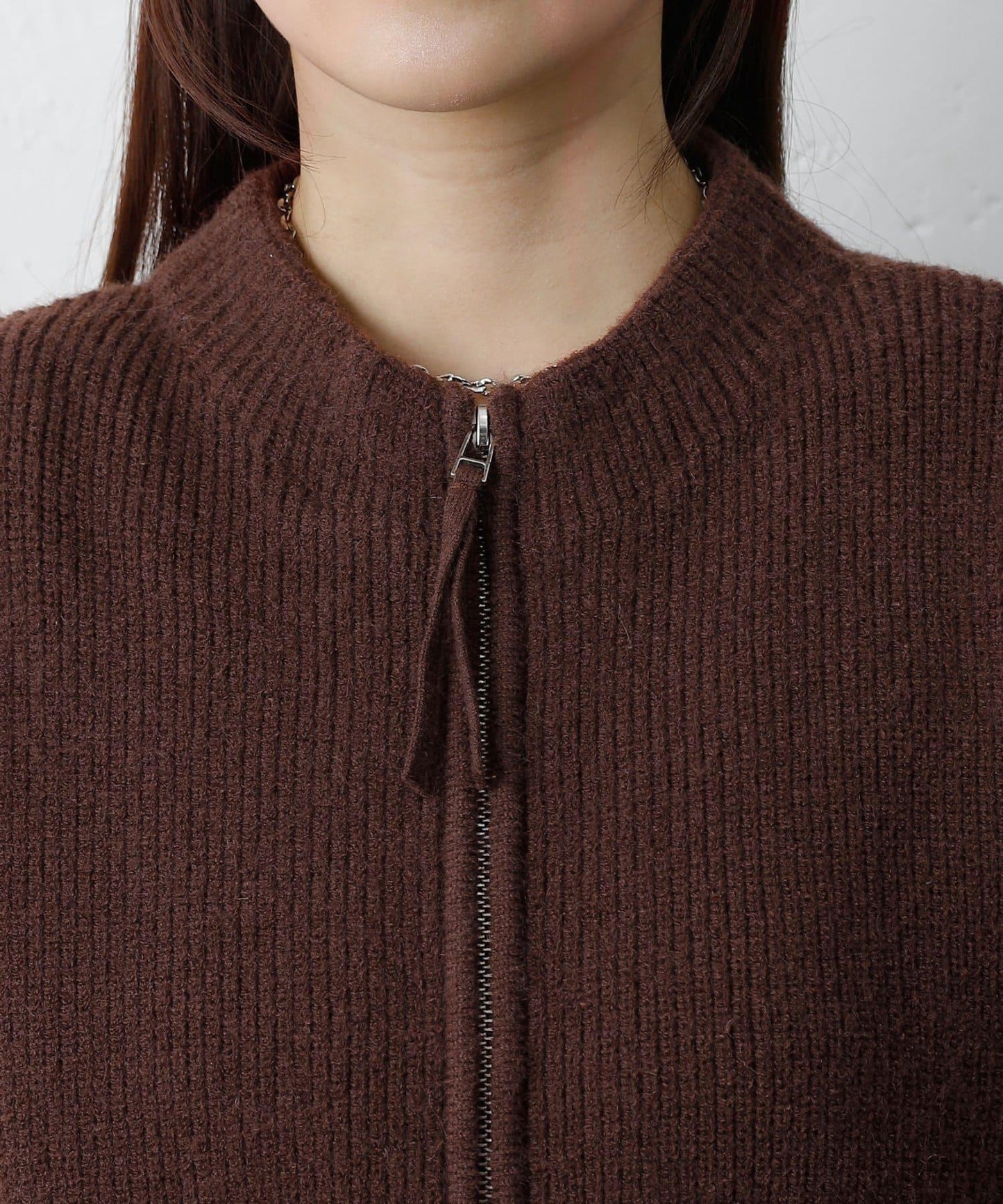 拼接拉鍊針織開衫