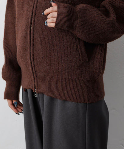 拼接拉鍊針織開衫