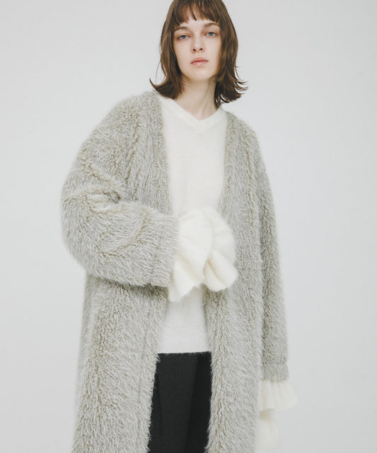 長款仿貂絨大衣