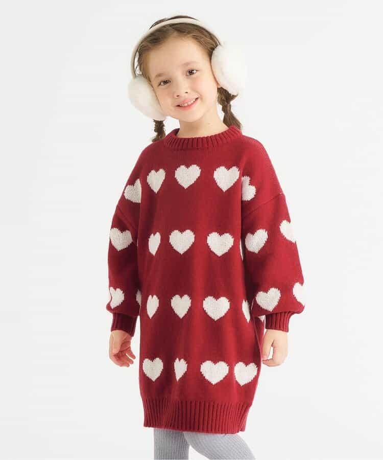 花卉心形針織連衣裙_可機洗