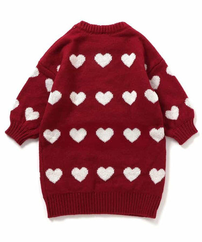 花卉心形針織連衣裙_可機洗