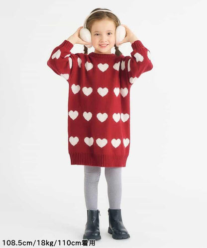 花卉心形針織連衣裙_可機洗