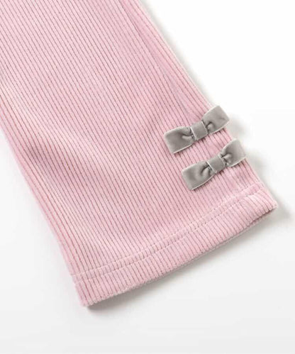 蝴蝶結針織燈芯絨可愛長褲 10分丈