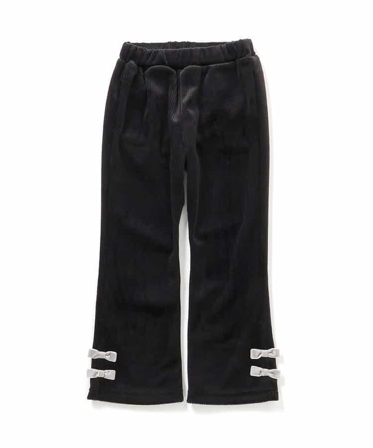 蝴蝶結針織燈芯絨可愛長褲 10分丈