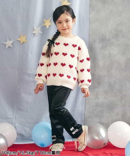 蝴蝶結針織燈芯絨可愛長褲 10分丈