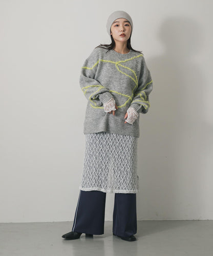 毛邊線條寬鬆針織衫