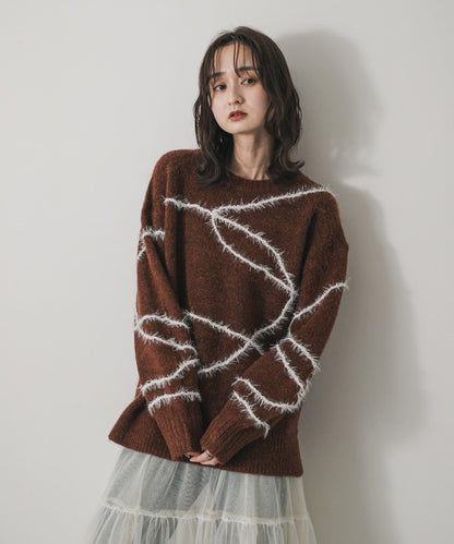毛邊線條寬鬆針織衫
