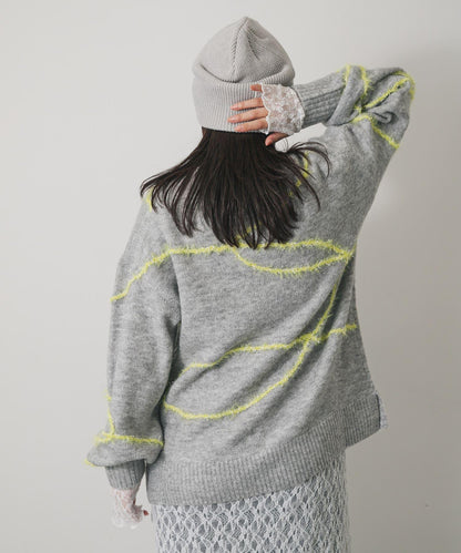 毛邊線條寬鬆針織衫