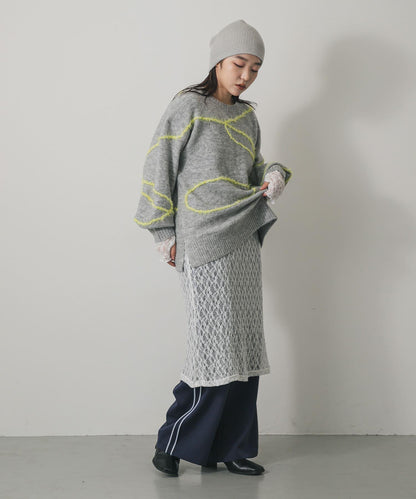 毛邊線條寬鬆針織衫