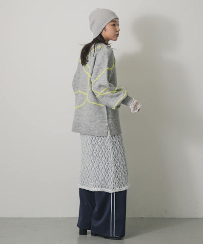 毛邊線條寬鬆針織衫