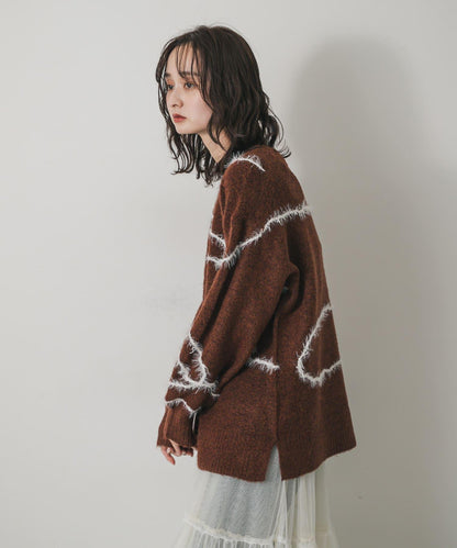 毛邊線條寬鬆針織衫