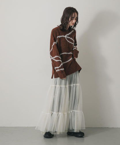 毛邊線條寬鬆針織衫