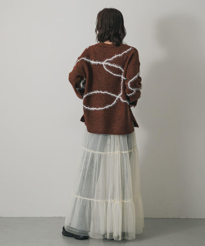 毛邊線條寬鬆針織衫