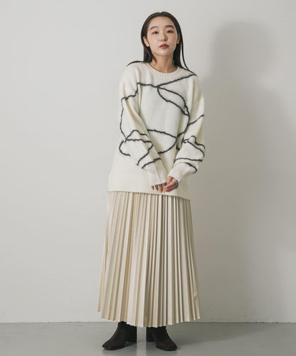 毛邊線條寬鬆針織衫