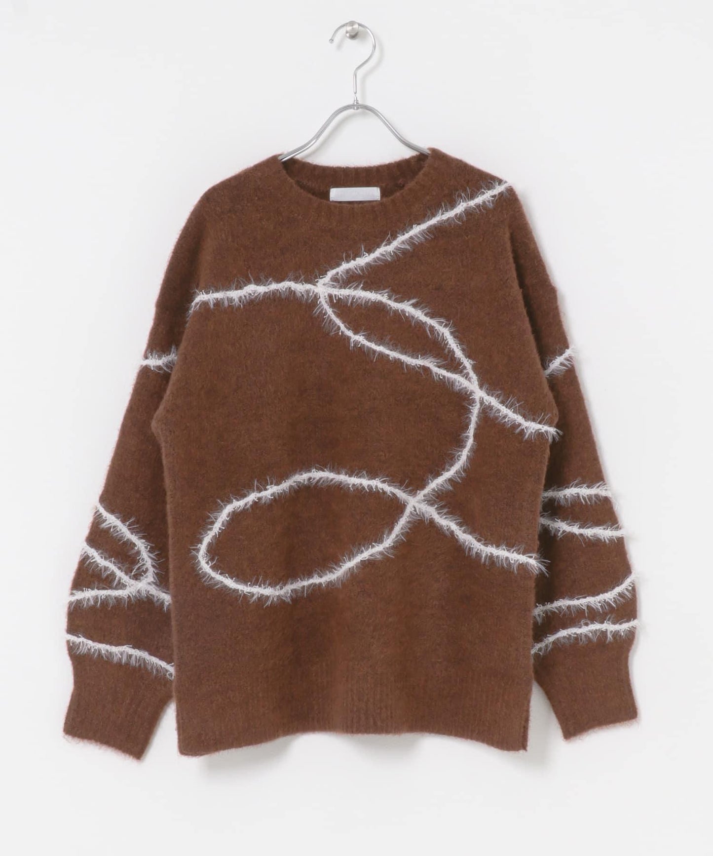 毛邊線條寬鬆針織衫