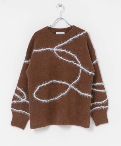 毛邊線條寬鬆針織衫