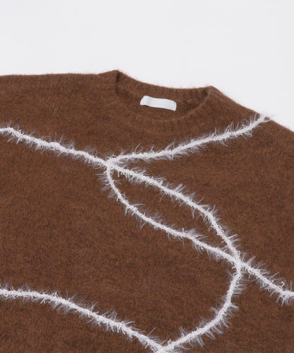 毛邊線條寬鬆針織衫