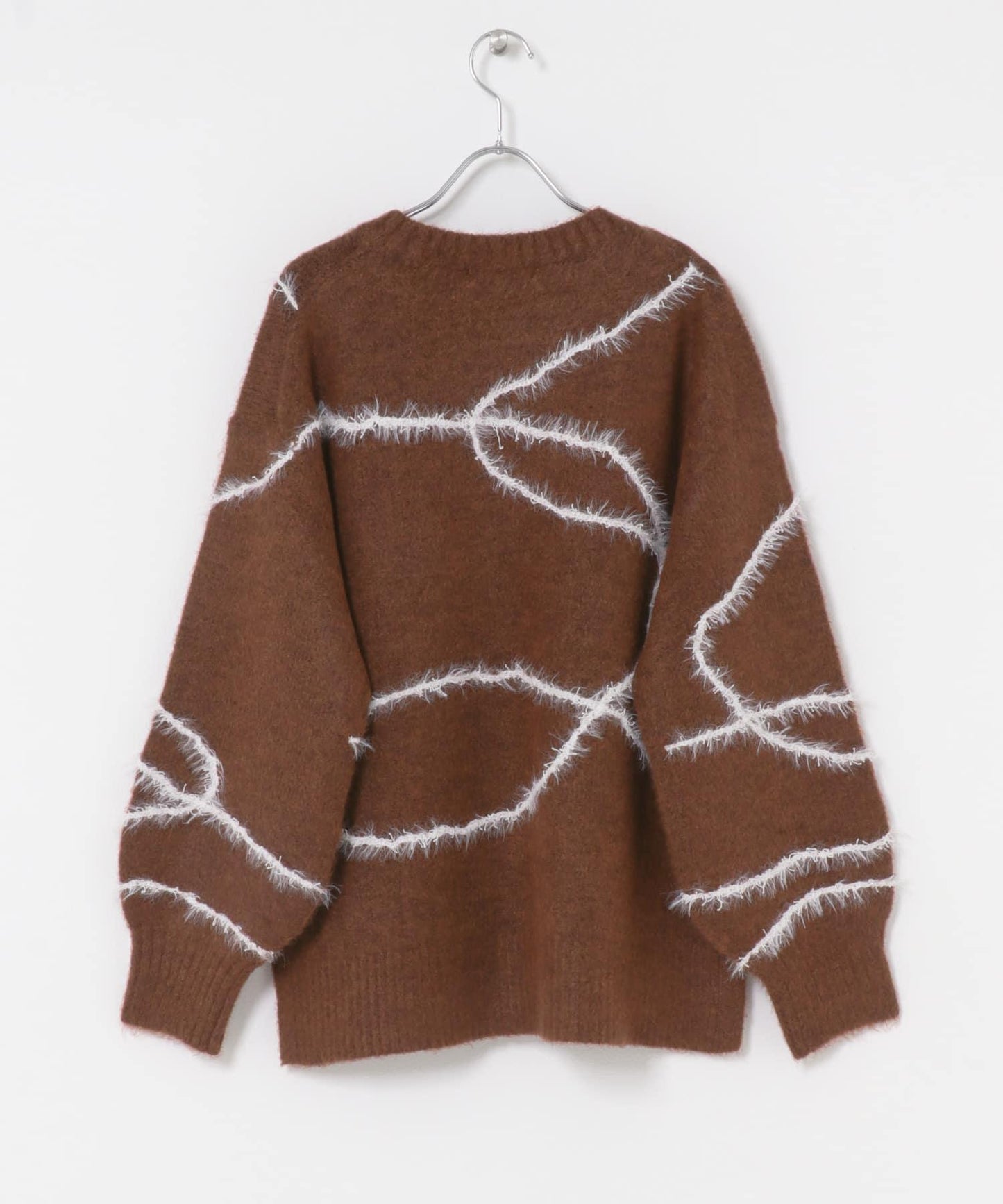 毛邊線條寬鬆針織衫