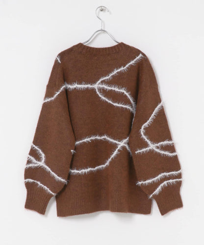 毛邊線條寬鬆針織衫