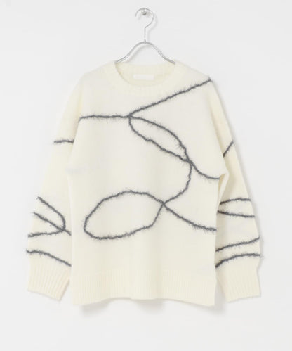 毛邊線條寬鬆針織衫