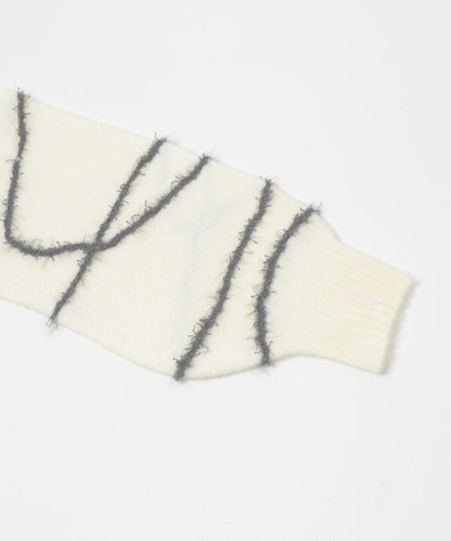 毛邊線條寬鬆針織衫