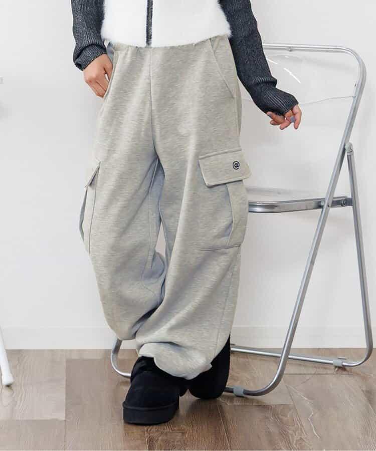 加絨正面標識工裝褲