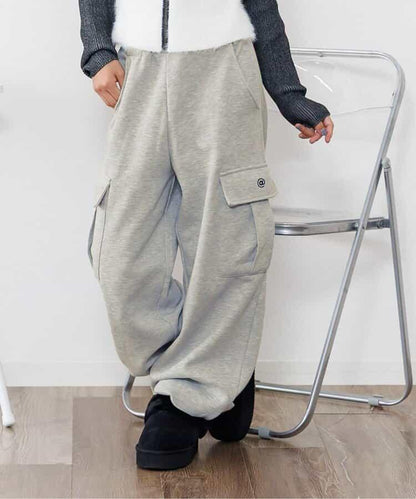 加絨正面標識工裝褲