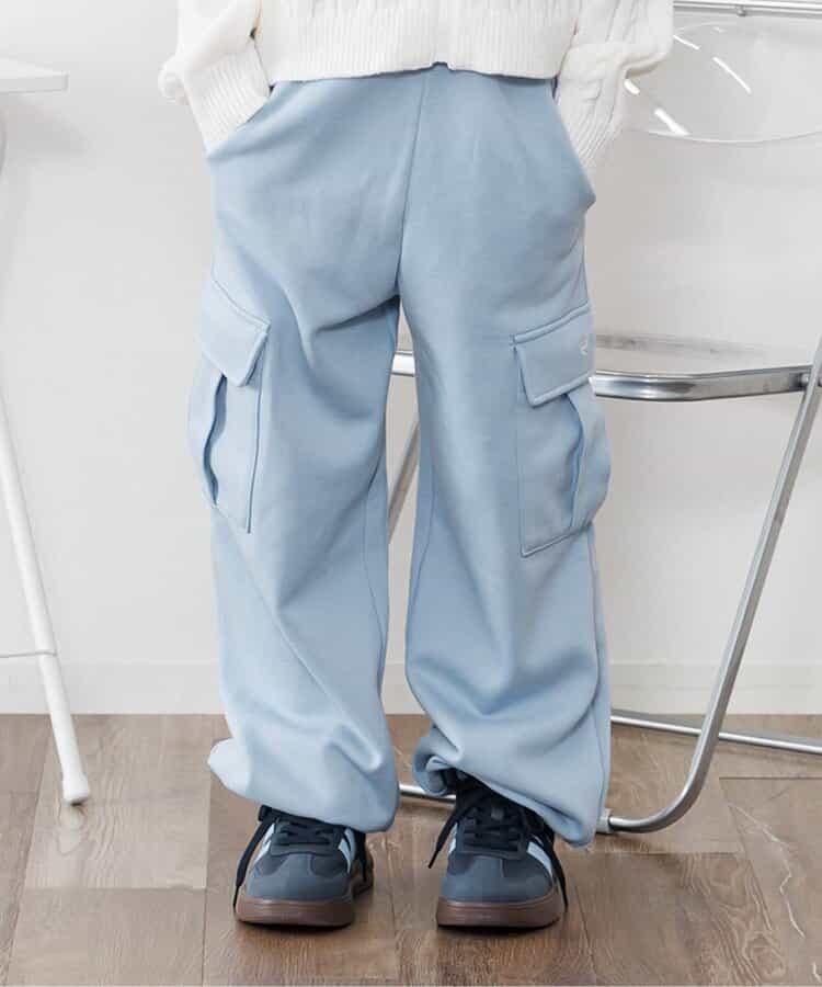 加絨正面標識工裝褲