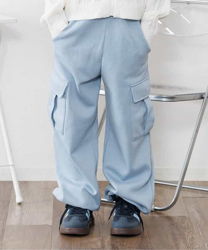 加絨正面標識工裝褲